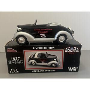 Dale Earnhardt 1937 Chevrolet Convertible 1:25 Scale Die Cast Car Bank Vintage